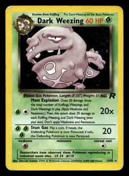 Voorkant Dark Weezing 14/82 uit Team Rocket Rare Holo Played conditie Pokémon kaart productfoto