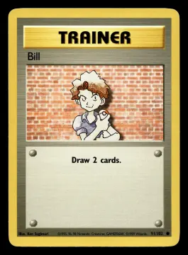 Voorkant Bill 91/102 uit Base Set Common Near Mint - conditie Pokémon kaart productfoto NM- 4/4