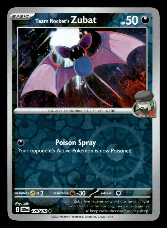 Team Rocket's Zubat #120 uit Destined Rivals Common Near Mint conditie productfoto