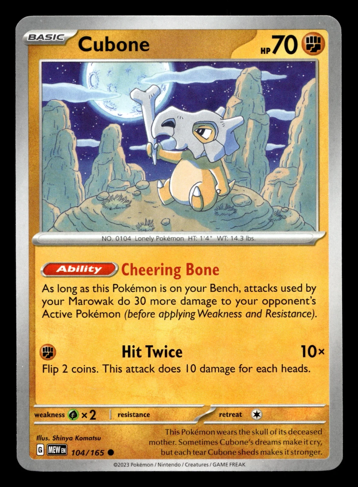 Voorkant Cubone 104/165 uit 151 Common Near Mint conditie Pokémon kaart productfoto