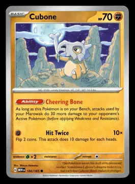 Voorkant Cubone 104/165 uit 151 Common Near Mint conditie Pokémon kaart productfoto