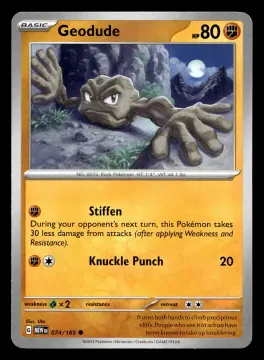 Voorkant Geodude 74/165 uit 151 Common Near Mint conditie Pokémon kaart productfoto