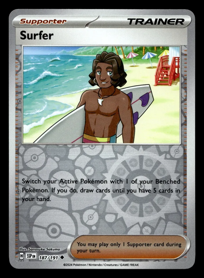 Surfer #187 uit Surging Sparks Uncommon Near Mint conditie productfoto