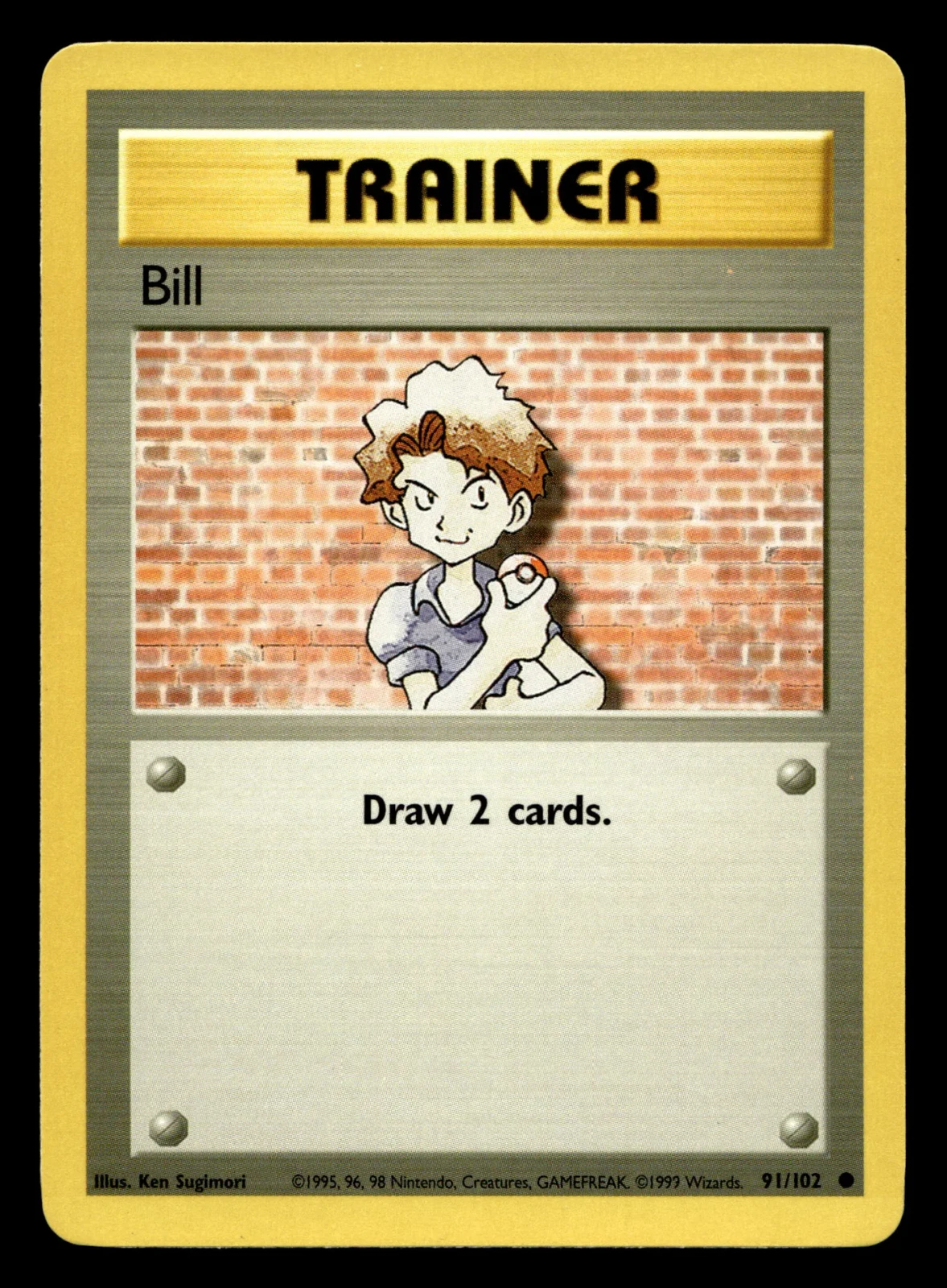 Voorkant Bill 91/102 uit Base Set Common Near Mint - conditie Pokémon kaart productfoto NM- 1/4