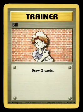 Voorkant Bill 91/102 uit Base Set Common Near Mint - conditie Pokémon kaart productfoto NM- 1/4