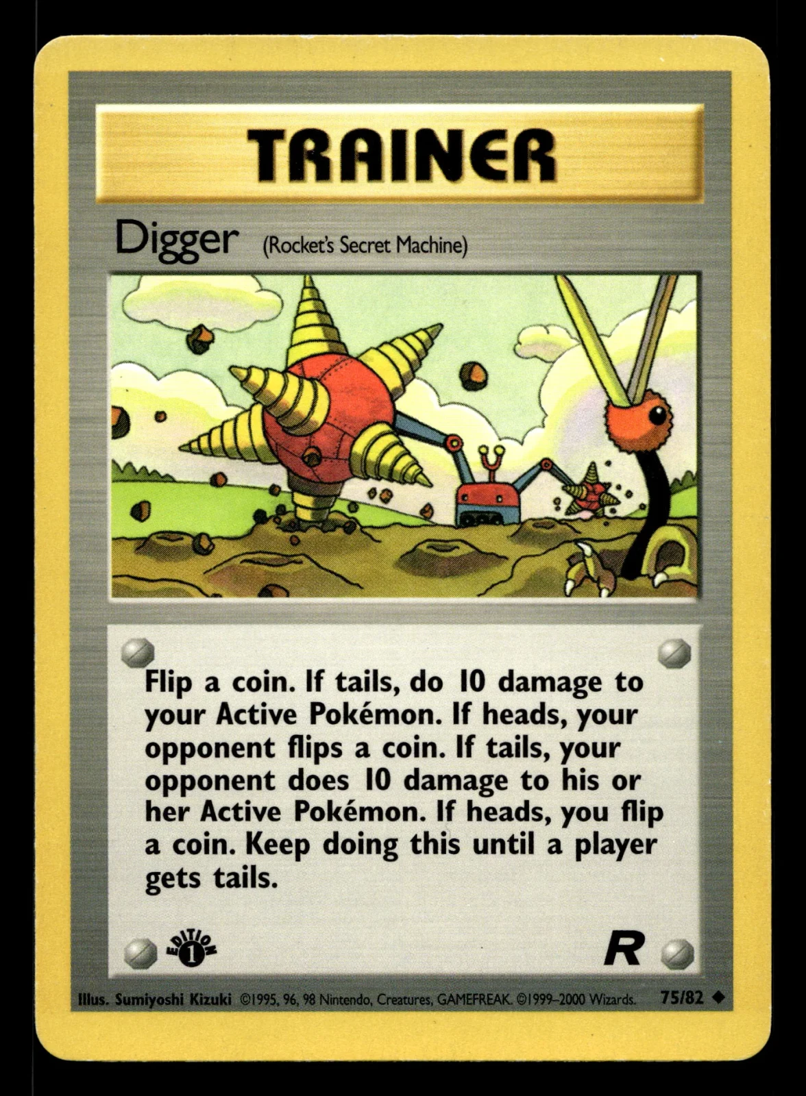 Voorkant Digger 75/82 uit Team Rocket Uncommon Good conditie Pokémon kaart productfoto