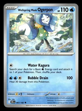 Voorkant Wellspring Mask Ogerpon 67/182 uit Destined Rivals Uncommon Near Mint conditie Pokémon kaart productfoto