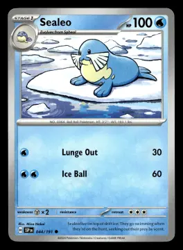 Voorkant Sealeo 44/191 uit Surging Sparks Common Near Mint conditie Pokémon kaart productfoto