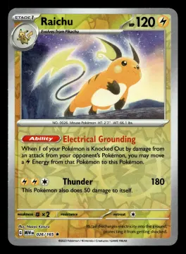 Voorkant Raichu 19/91 uit Paldean Fates Rare Near Mint conditie Pokémon kaart productfoto