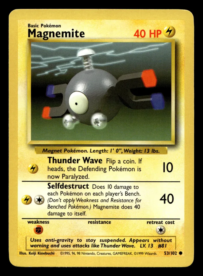 Magnemite #53 uit Base Set Common Excellent + conditie productfoto