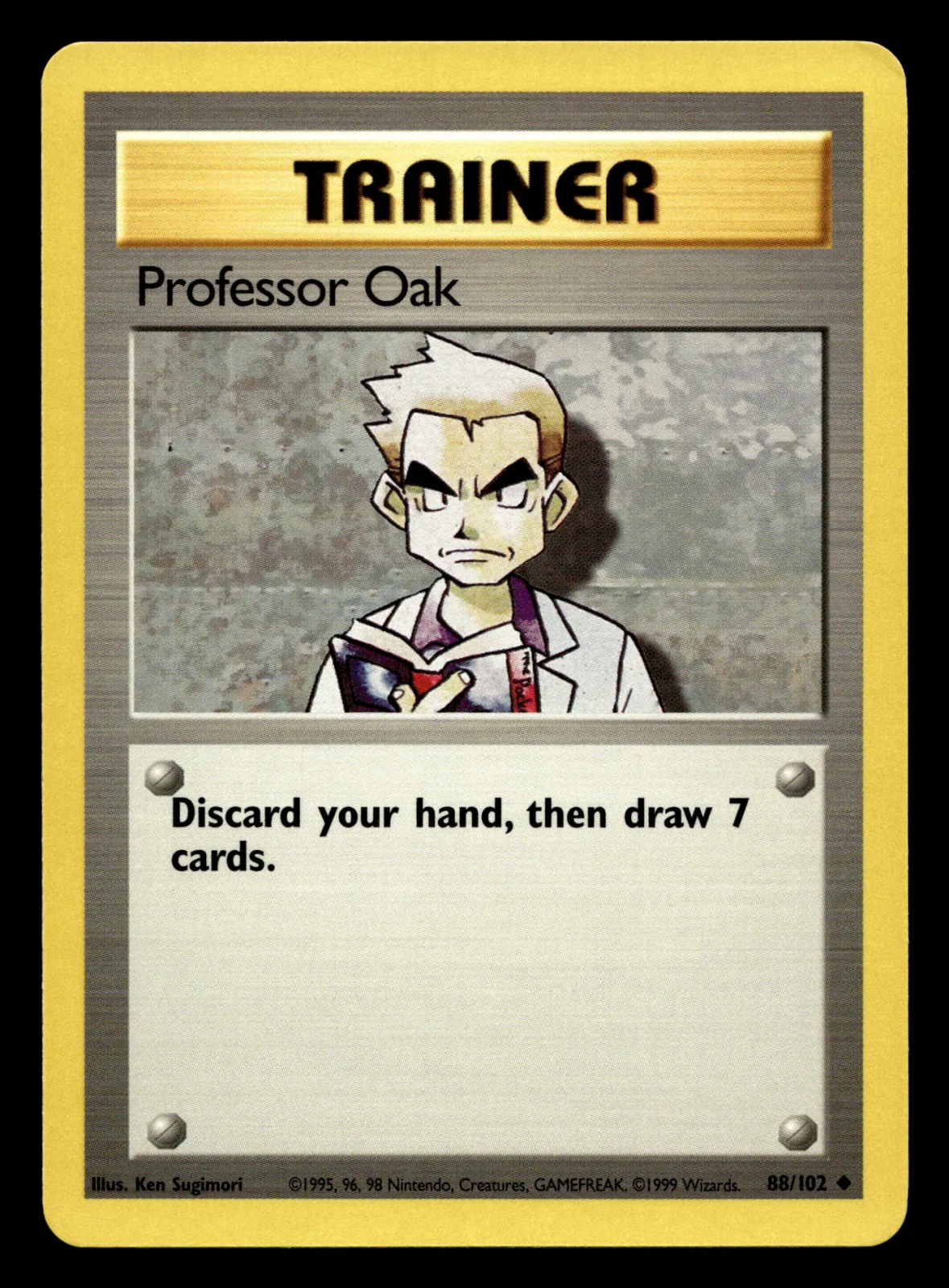 Voorkant Professor Oak 88/102 uit Base Set Uncommon Near Mint - conditie Pokémon kaart productfoto NM- 1/3