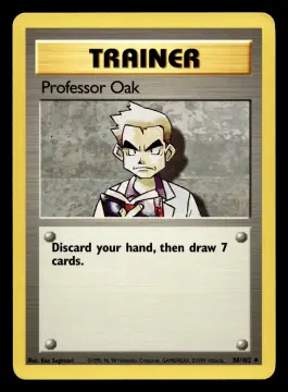 Voorkant Professor Oak 88/102 uit Base Set Uncommon Near Mint - conditie Pokémon kaart productfoto NM- 1/3