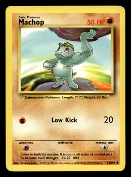 Voorkant Machop 52/102 uit Base Set Common Near Mint - conditie Pokémon kaart productfoto NM- 2/5