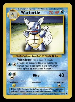 Voorkant Wartortle 42/102 uit Base Set Uncommon Near Mint - conditie Pokémon kaart productfoto NM- 1/3
