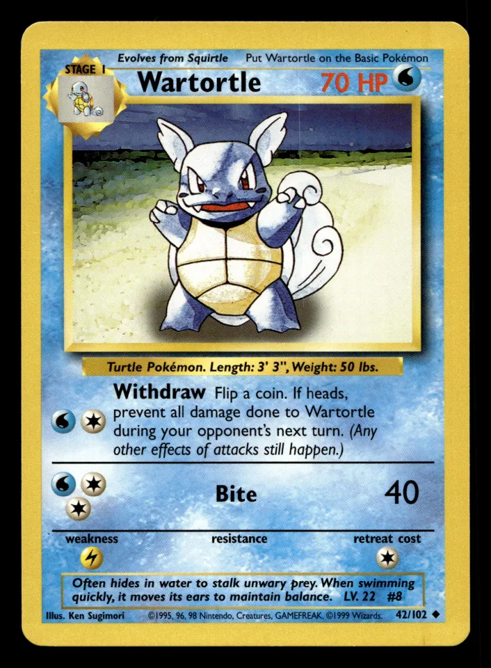 Wartortle #42 uit Base Set Uncommon Near Mint - conditie productfoto