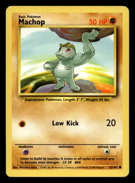 Voorkant Machop 52/102 uit Base Set Common Near Mint conditie Pokémon kaart productfoto NM 1